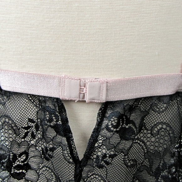 Gilligan Black Lace  with Pink Trim Teddy Cami M - Picture 7 of 8